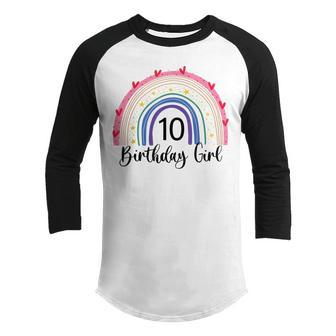 10 Year Old Rainbow 10Th Birthday Gifts For Girls 10 Bday Youth Raglan Shirt - Thegiftio UK