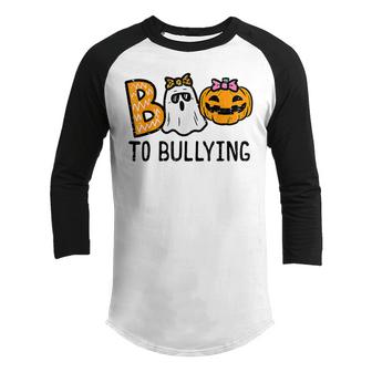 Boo To Bullying Halloween Orange Anti Bully Unity Day Kids  Youth Raglan Shirt