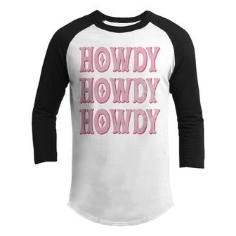 Vintage White Howdy Rodeo Retro Cowgirl & Cowboy Texas Gifts  Youth Raglan Shirt