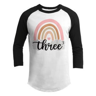 3 Year Old Rainbow 3Rd Birthday Gifts For Girls 3 Bday Youth Raglan Shirt - Thegiftio UK