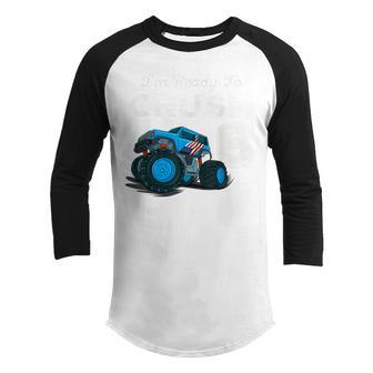 6Th Birthday Gifts Boys Im Ready To Crush 6 Monster Truck Youth Raglan Shirt - Thegiftio UK
