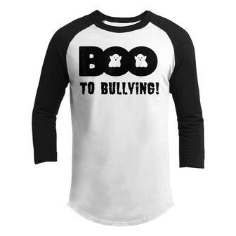 Anti-Bullying Unity Day Orange Boo To Bullying Kid Halloween Youth Raglan Shirt - Thegiftio UK