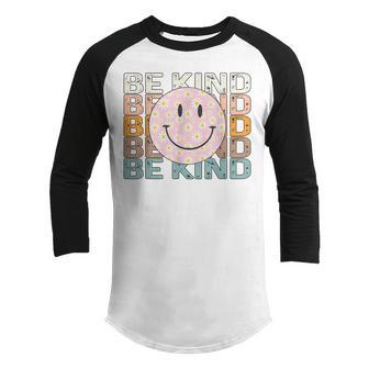 Be Kind Vintage Retro Cute Smile Face Orange Unity Day Kids Youth Raglan Shirt - Thegiftio UK