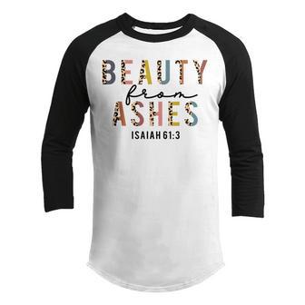 Beauty From Ashes Leopard Print Faith Christian Women Kids Youth Raglan Shirt - Thegiftio UK
