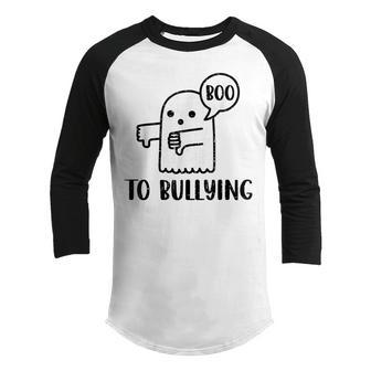 Boo To Bullying Orange Anti Bullying Unity Day Halloween Kid Youth Raglan Shirt - Thegiftio UK