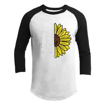 Choose Kindness Sunflower Orange Anti Bullying Unity Day Kid Youth Raglan Shirt - Thegiftio UK