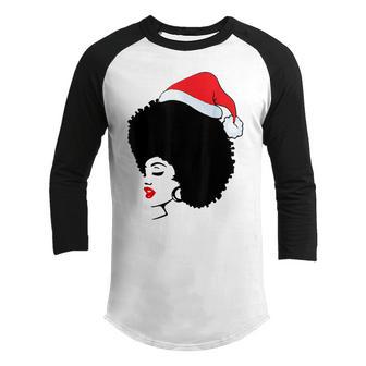 Christmas Black Women African American Santa Hat Pajama Girl V3 Youth Raglan Shirt - Thegiftio UK