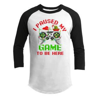 Christmas Gamer I Paused My Game To Be Here Gifts For Boys V3 Youth Raglan Shirt - Thegiftio UK