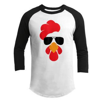 Cute Chicken Face Funny Halloween Costume Men Women Kids Youth Raglan Shirt - Thegiftio UK