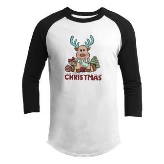 Cute Reindeer Christmas V2 Youth Raglan Shirt - Thegiftio UK