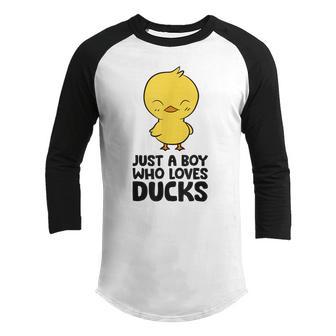Duck Lover Just A Boy Who Loves Ducks Youth Raglan Shirt - Thegiftio UK