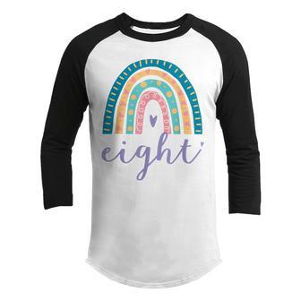 Eight Year Old Rainbow 8Th Birthday Gifts For Girls 8 Bday V2 Youth Raglan Shirt - Thegiftio UK