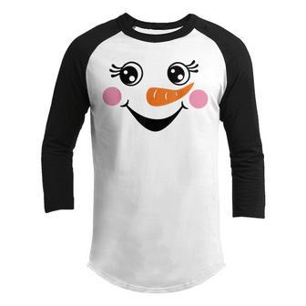 Eyelashes Christmas Outfit Snowman Face Costume Girls Boys Youth Raglan Shirt - Thegiftio UK