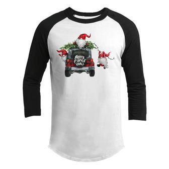 Funny Christmas Gnome On Red Plaid Truck Merry Xmas Kids Youth Raglan Shirt - Thegiftio UK