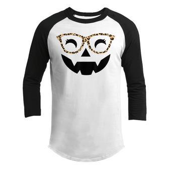Funny Pumpkin Halloween Cute Pumpkin Design Women N Girls Youth Raglan Shirt - Thegiftio UK
