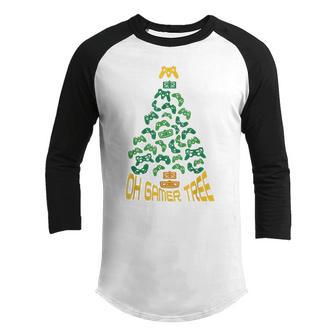 Gamer Nerd Video Game Lover Family Matching Christmas Tree Youth Raglan Shirt - Thegiftio UK