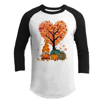 Halloween Gnome Cute Autumn Pumpkin Fall Holiday Women Kid Youth Raglan Shirt - Thegiftio UK