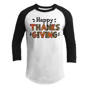 Happy Thanksgiving Leopard Pumpkin Cute Men Women Girls Kids Youth Raglan Shirt - Thegiftio UK