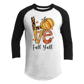 Hello Fall Pumpkin Love Fall Yall Leopard Plaid Women Girls Youth Raglan Shirt - Thegiftio UK