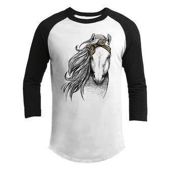 Horse Leopard Face Horseback Riding Horse Lover Girls Women V2 Youth Raglan Shirt - Thegiftio UK