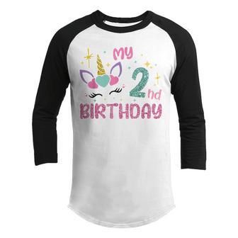Its My 2 Birthday Unicorn Outfits For Toddler Girls Youth Raglan Shirt - Thegiftio UK