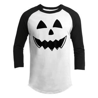 Jack-O-Lantern Halloween Pumpkin Face For Men Women Kids Youth Raglan Shirt - Thegiftio UK