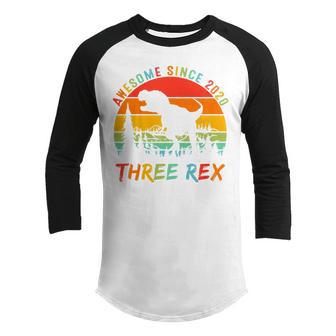 Kids 3 Years Old Boy Third Dinosaur Three Rex 3Rd Birthday Gifts Youth Raglan Shirt - Thegiftio UK