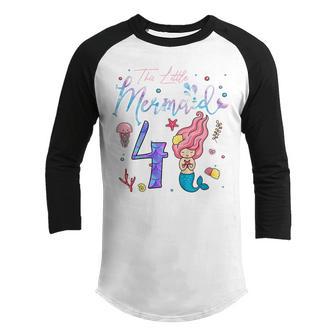 Kids 4 Year Old Gift This Mermaid Is 4Th Birthday Girl Daughter Youth Raglan Shirt - Thegiftio UK