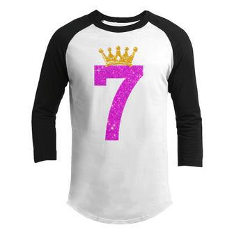 Kids 7 Year Old Gifts 7Th Birthday Girl Ns Golden Crown Funny Youth Raglan Shirt - Thegiftio UK