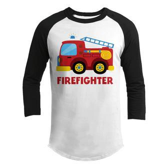 Kids Firefighter Fire Truck Youth Raglan Shirt - Thegiftio UK