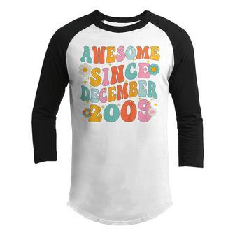 Kids Groovy 13Th Birthday Awesome Since December 2009 13 Yrs Old Youth Raglan Shirt - Thegiftio UK