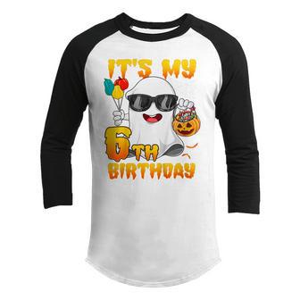 Kids Its My 6Th Birthday Ghost Pumpkin Halloween Party 6 Years Youth Raglan Shirt - Thegiftio UK