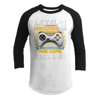 Kids Level 3 Unlocked Awesome 2020 Video Game 3Rd Birthday Boys Youth Raglan Shirt - Thegiftio UK