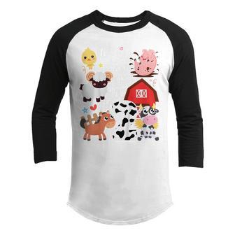 Kids Oink Baa Neigh Cluck Moo Im Two 2 Farmer 2Nd Birthday Farm Youth Raglan Shirt - Thegiftio UK
