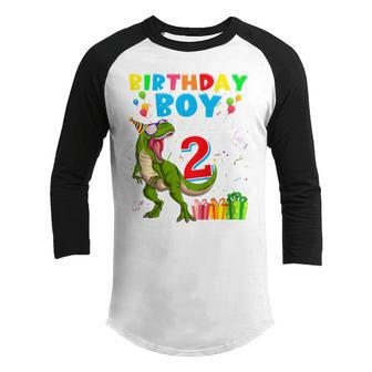 Kids Rawr Im 2 2Nd Birthday Boy T Rex Dinosaur 2 Years Old Gift Youth Raglan Shirt - Thegiftio UK