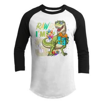 Kids Rawr Im 3 Third Rex 3Rd Birthday Dinosaur 3 Year Old Boys Youth Raglan Shirt - Thegiftio UK