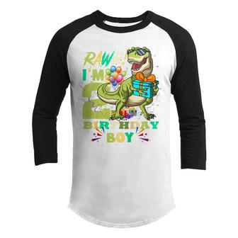 Kids Rawr Im 4 4Th Birthday T Rex Dinosaur Party For Boys Youth Raglan Shirt - Thegiftio UK