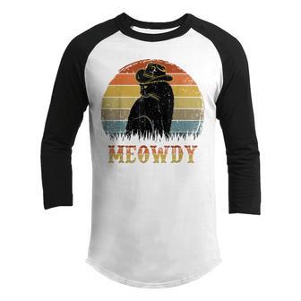 Meowdy Funny Country Music Black Cat Cowboy Hat Vintage Youth Raglan Shirt - Thegiftio UK