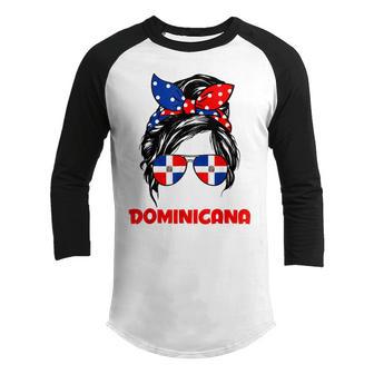 Messy Bun Hair Dominicana Dominican Girl Dominicana Republic V2 Youth Raglan Shirt - Thegiftio UK