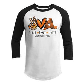 Peace Love Unity Day Orange Kids 2022 Anti Bullying Toddler Youth Raglan Shirt - Thegiftio UK