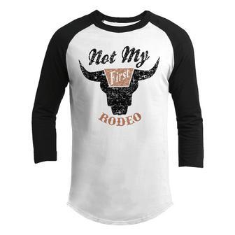Retro Bull Skull Not My First Rodeo Western Country Cowboy Youth Raglan Shirt - Thegiftio UK