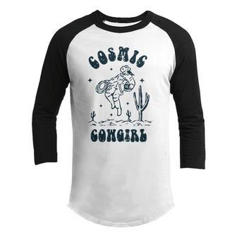 Retro Cowgirl In Space Cosmic Cowboy Western Country Cowgirl Youth Raglan Shirt - Thegiftio UK