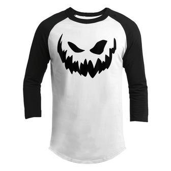 Spooky Pumpkin Face Halloween Funny Men Women Kids Youth Raglan Shirt - Thegiftio UK