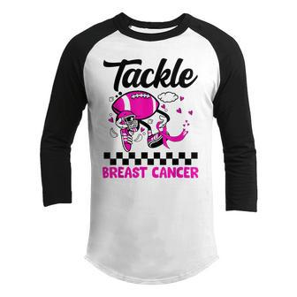Tackle Football Pink Ribbon Breast Cancer Awareness Boys Kid V17 Youth Raglan Shirt - Thegiftio UK