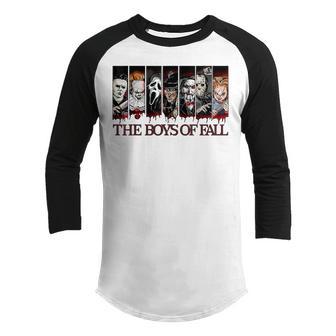 The Boys Of Fall Vintage Scary Horror Movie Halloween Autumn Youth Raglan Shirt - Thegiftio UK