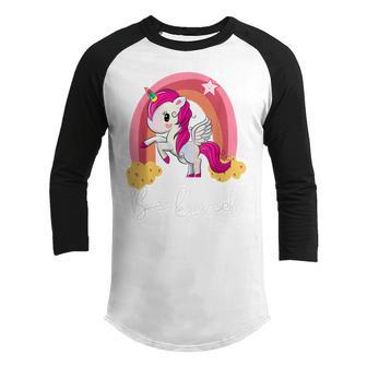 Unity Day Orange For Kids Toddler Be Kind Unicorn Rainbow Youth Raglan Shirt - Thegiftio UK