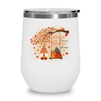 Funny Fall Pumpkin Kisses Harvest Wishes V2 Wine Tumbler