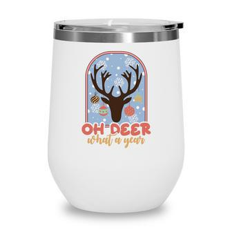 Funny Christmas Oh Deer What A Year V2 Wine Tumbler - Thegiftio UK
