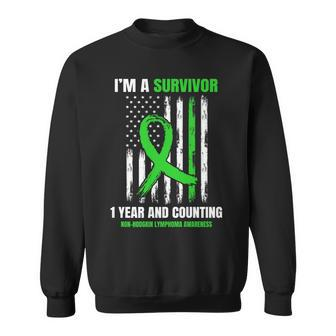 1 Year Cancer Free Non Hodgkins Lymphoma Survivor Usa Flag Sweatshirt - Seseable