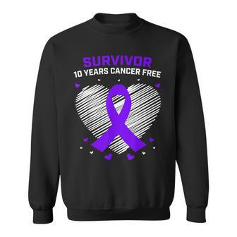 10 Years Cancer Free Purple Pancreatic Cancer Survivor Gifts Sweatshirt - Seseable